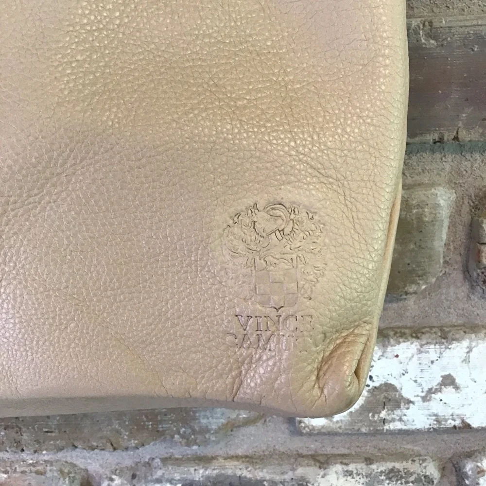 VINCE CAMUTO Women's Nude Sandstone Pebbled Leather Hobo Bag Handbag